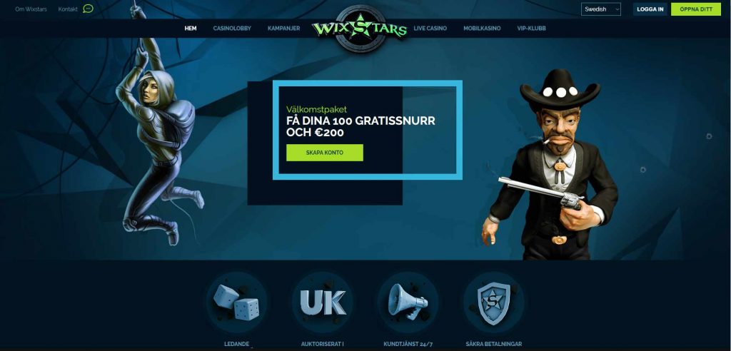 Wixstars Casino Hemsida
