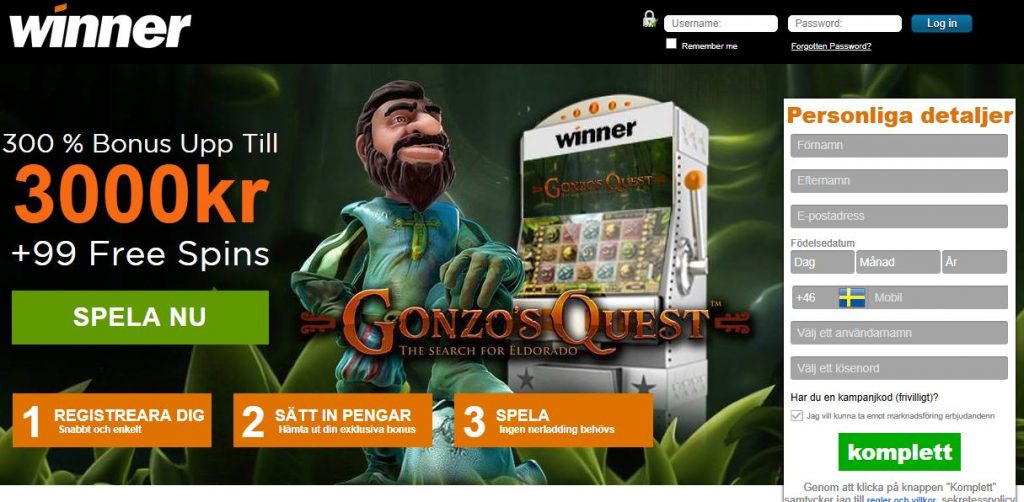 Winner Casino Hemskärm