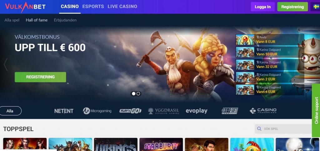 Vulkanbet Casino hemsida