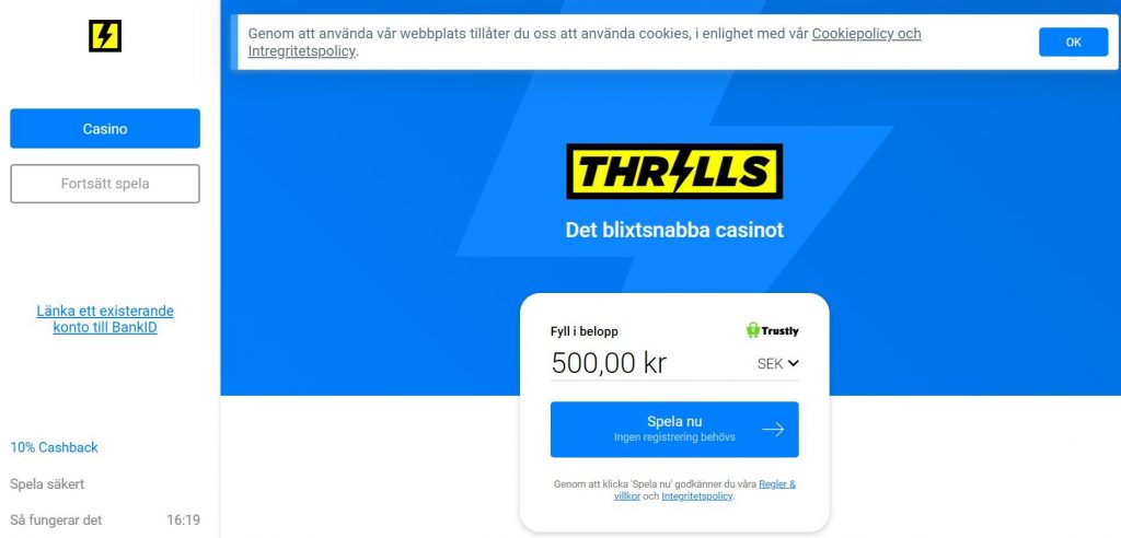 Thrills Casino utan konto
