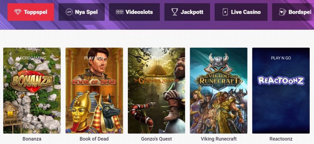 Guts Xpress Casino Spelutbud