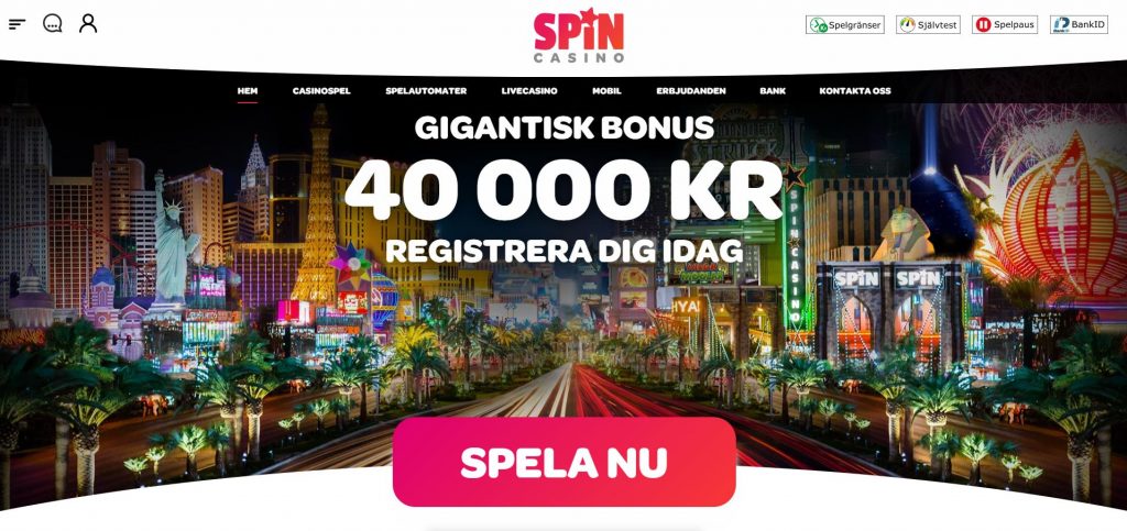Spin Casino Hemskärmbild 2019